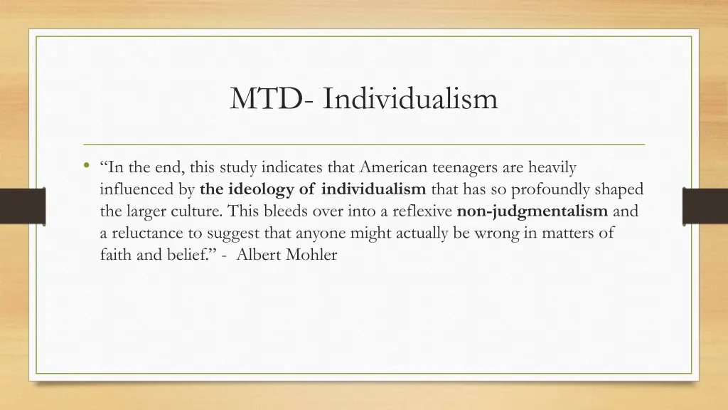 mtd individualism
