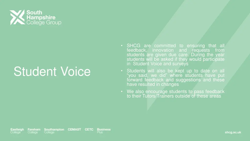 shcg are committed to ensuring that all feedback