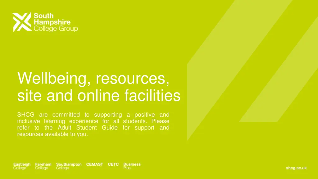 wellbeing resources site and online facilities