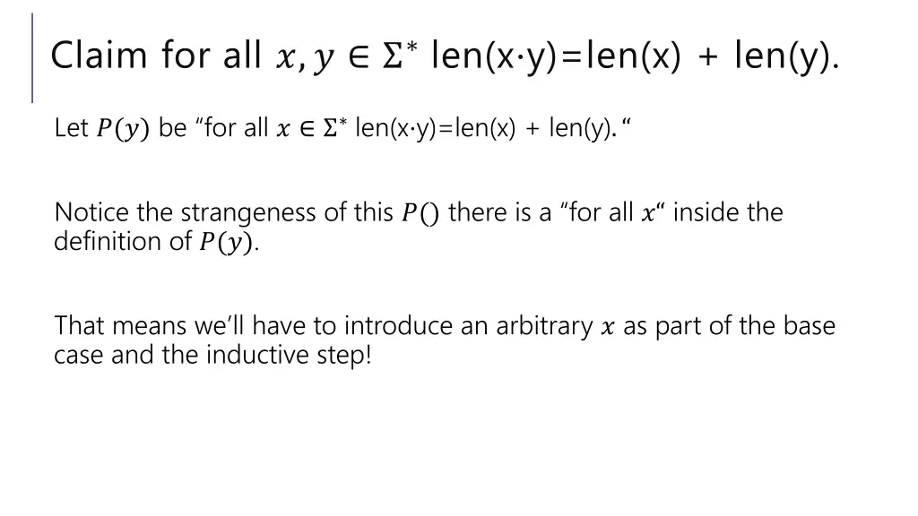 claim for all len x y len x len y