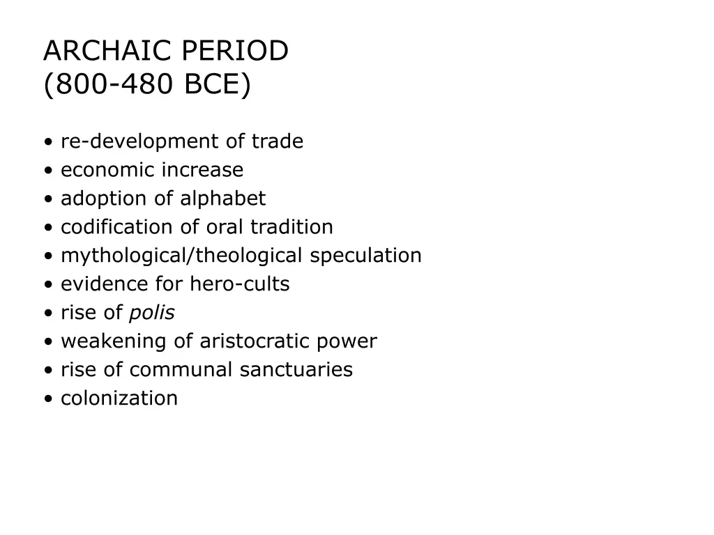 archaic period 800 480 bce