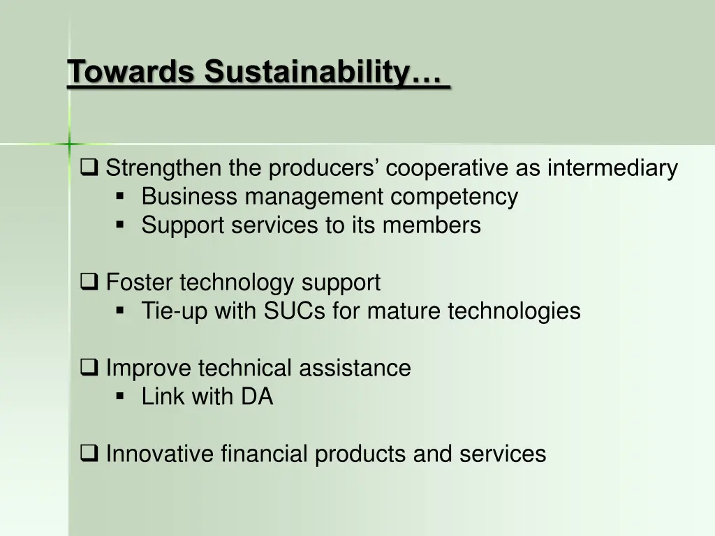 towards sustainability