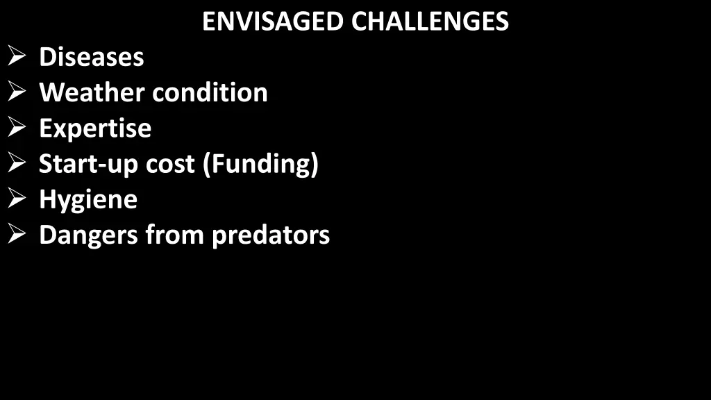 envisaged challenges