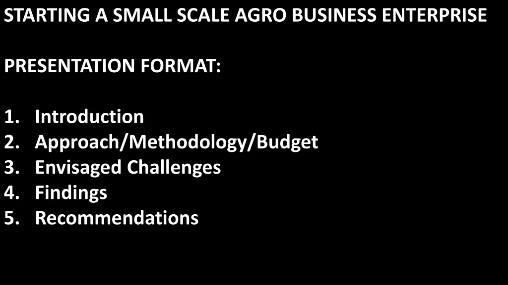 starting a small scale agro business enterprise