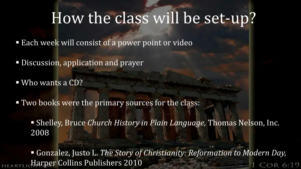 how the class will be set up