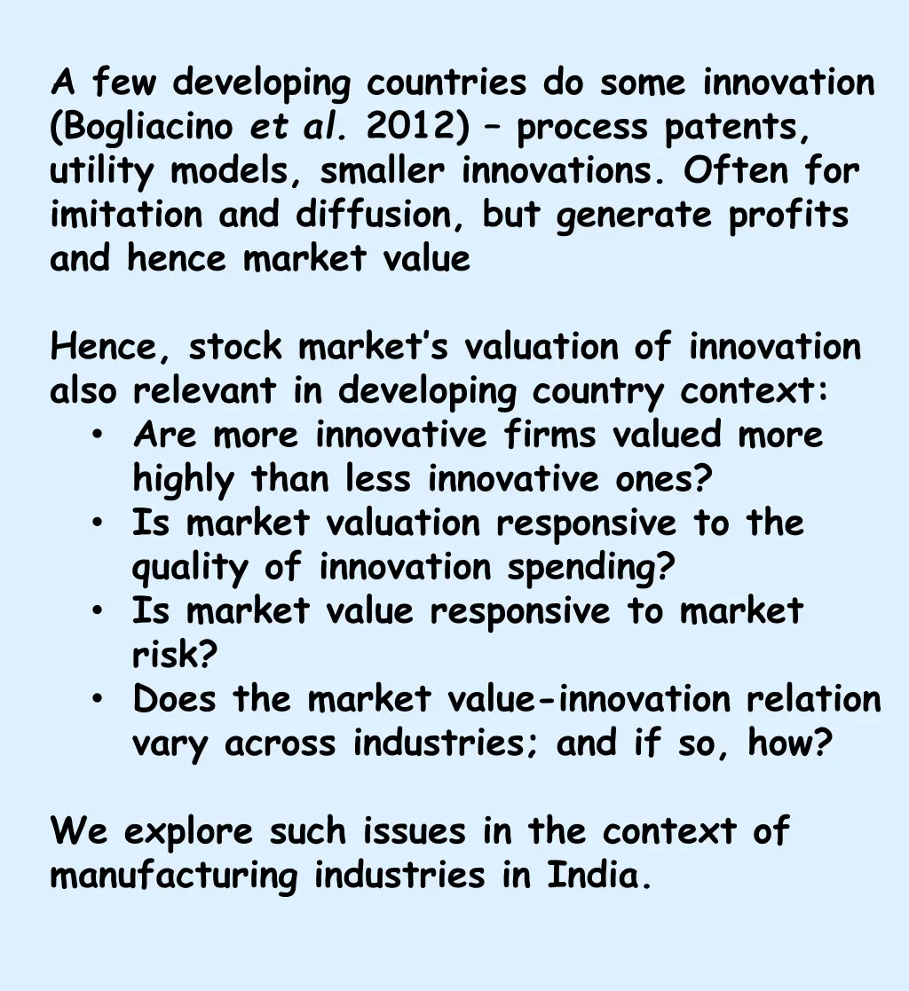 a few developing countries do some innovation