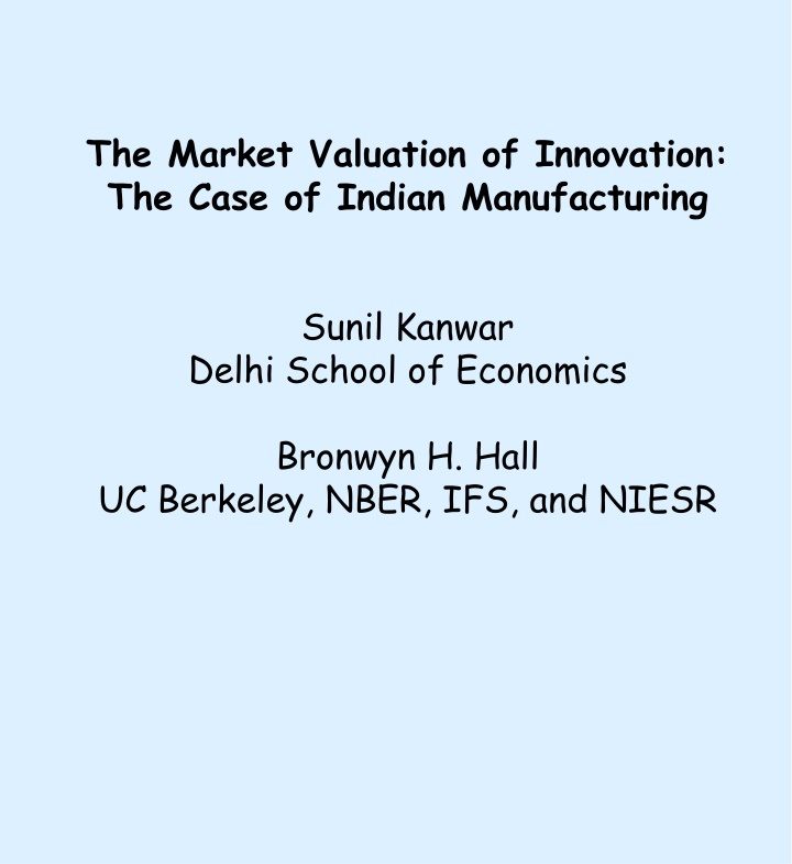 the market valuation of innovation the case
