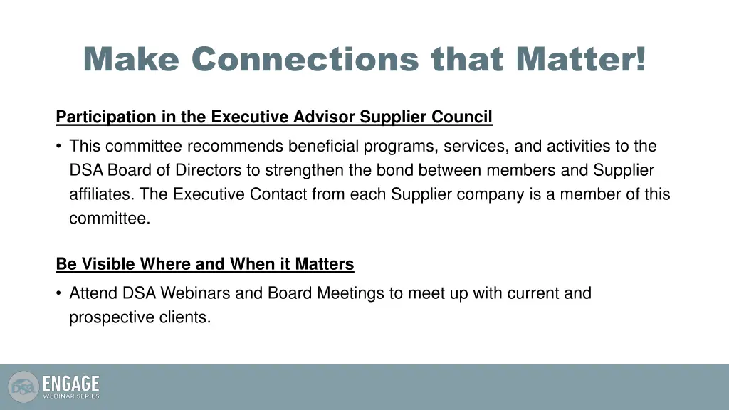 make connections that matter