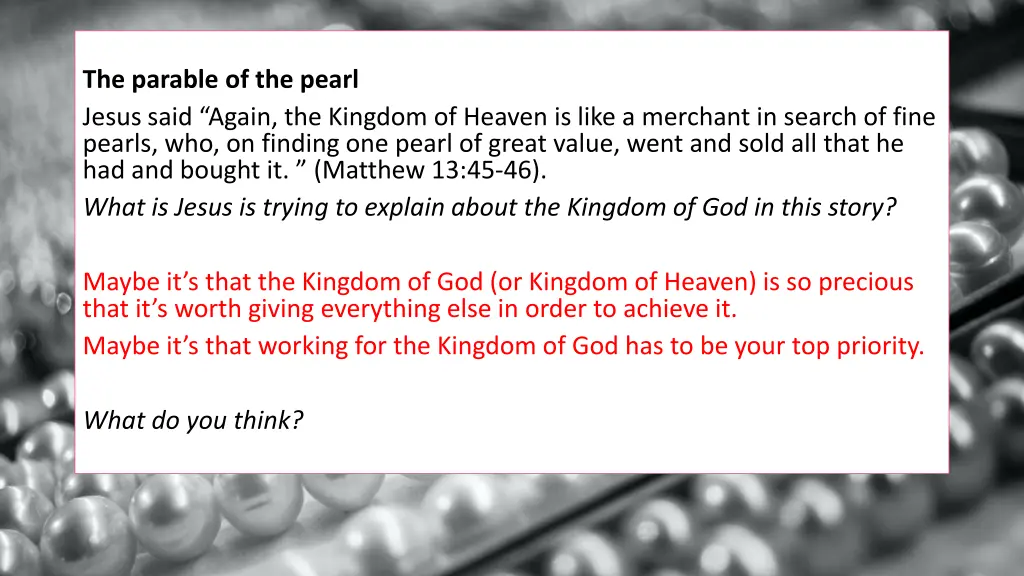 the parable of the pearl jesus said again 1