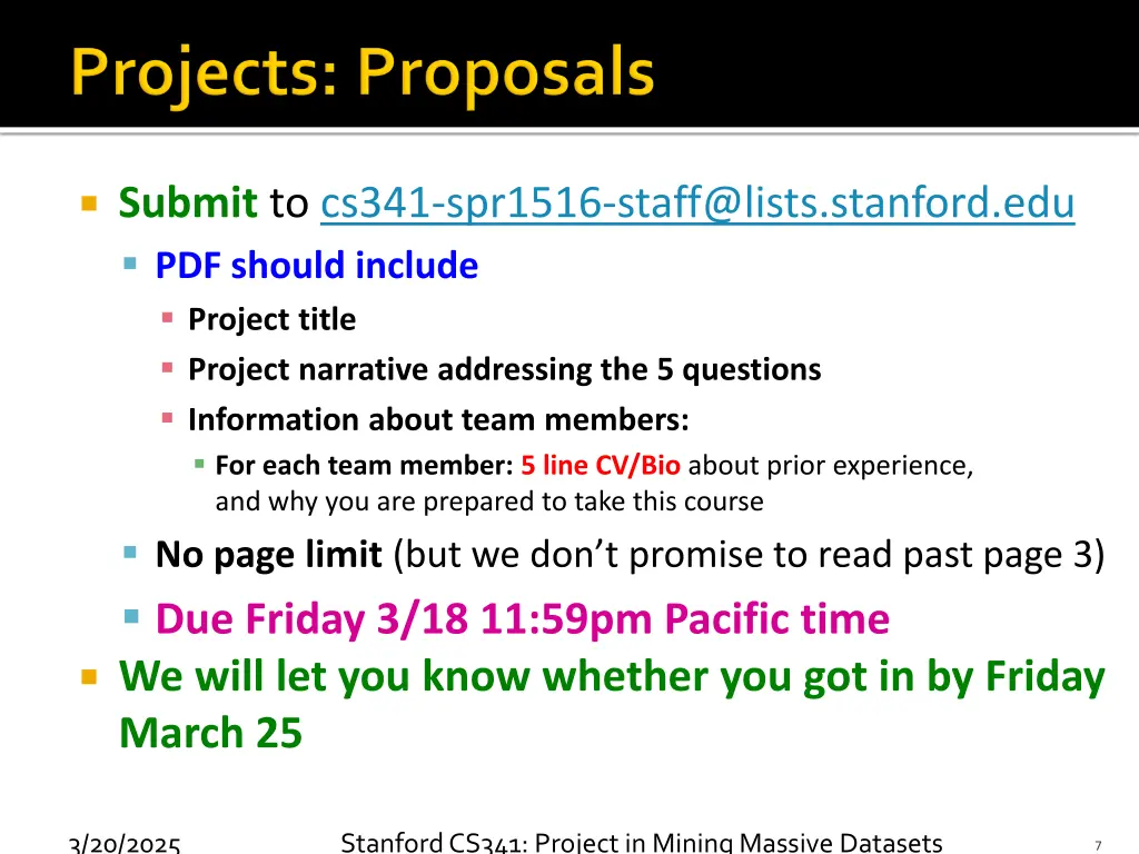submit to cs341 spr1516 staff@lists stanford