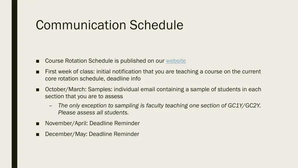 communication schedule