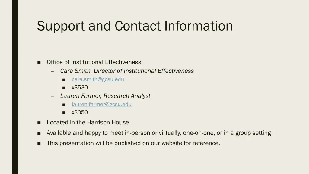support and contact information