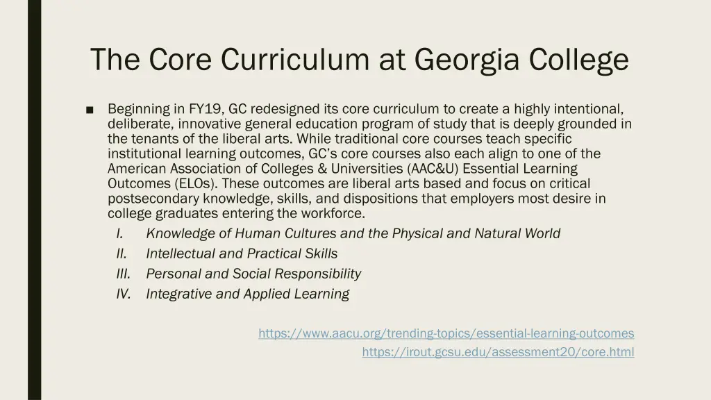 the core curriculum at georgia college