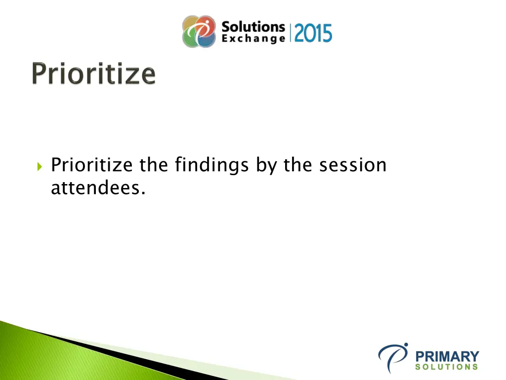 prioritize the findings by the session attendees