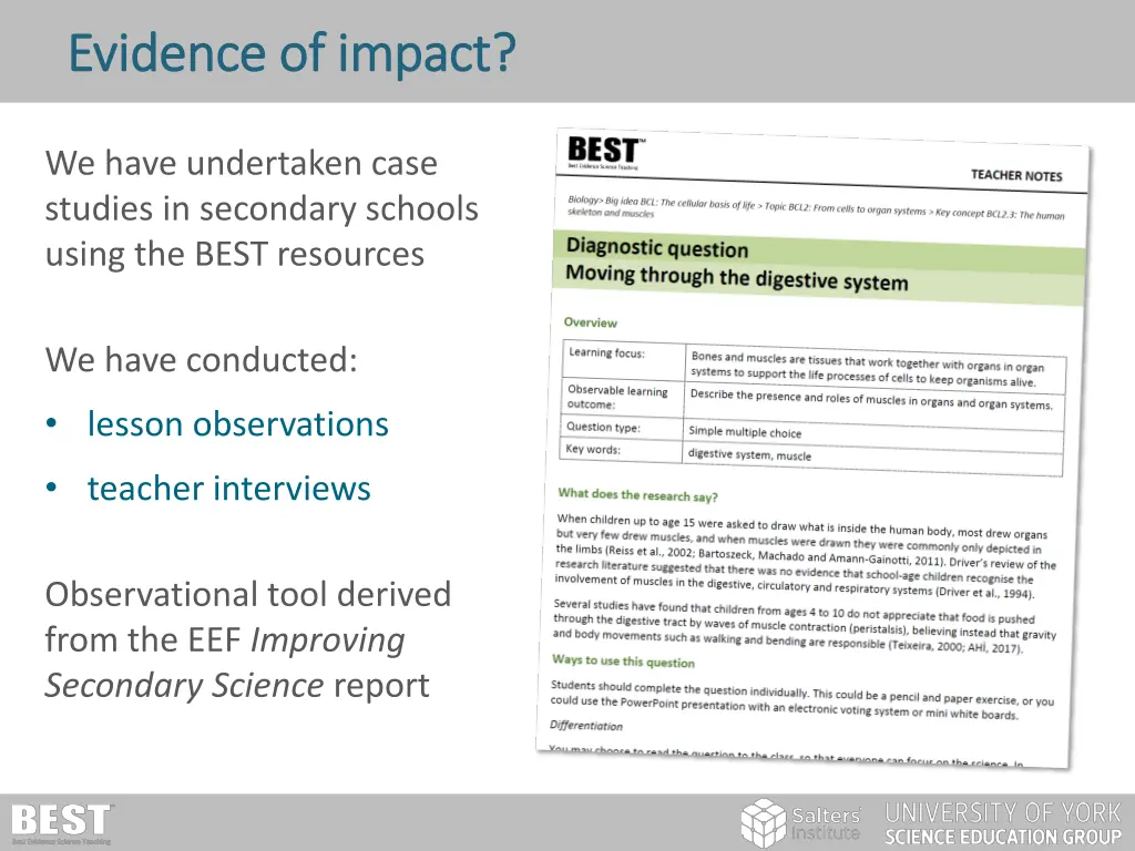 evidence of impact evidence of impact