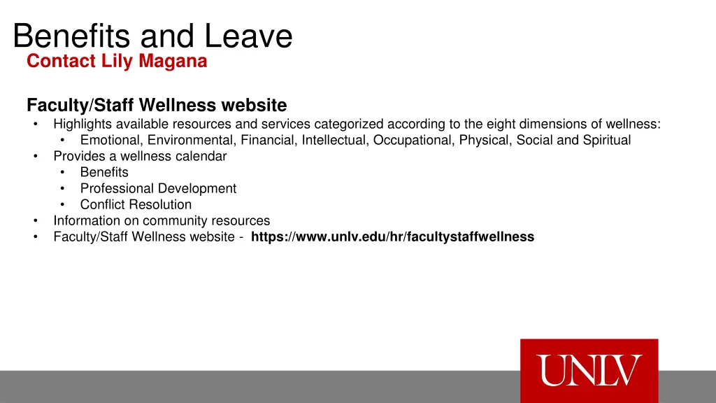 benefits and leave contact lily magana