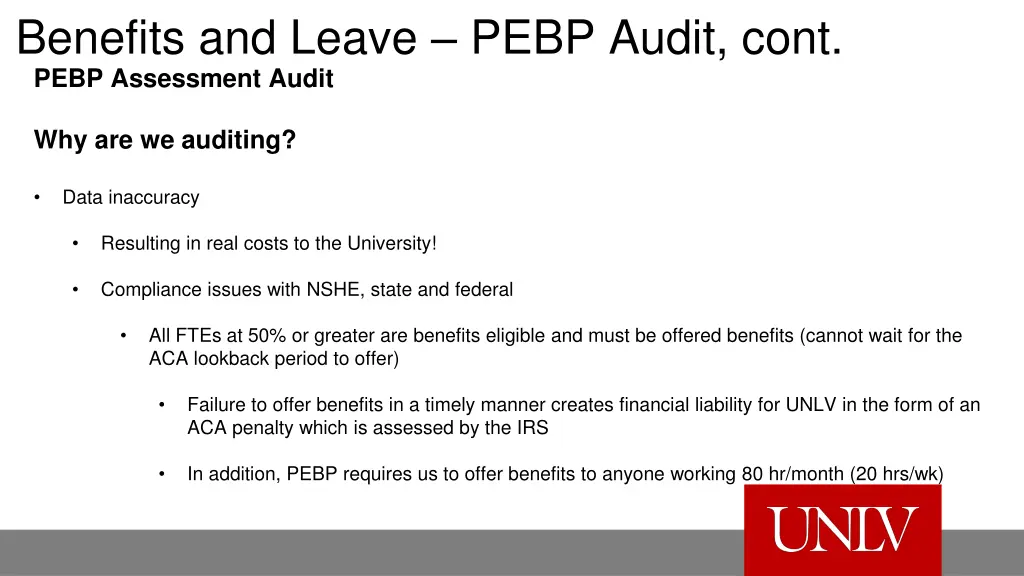 benefits and leave pebp audit cont pebp 1