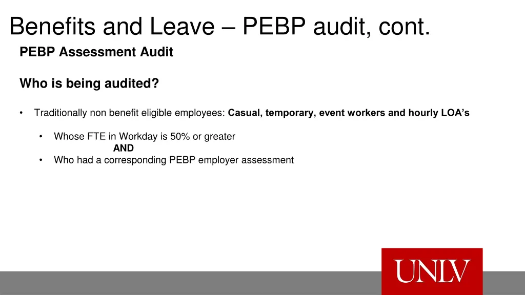benefits and leave pebp audit cont pebp