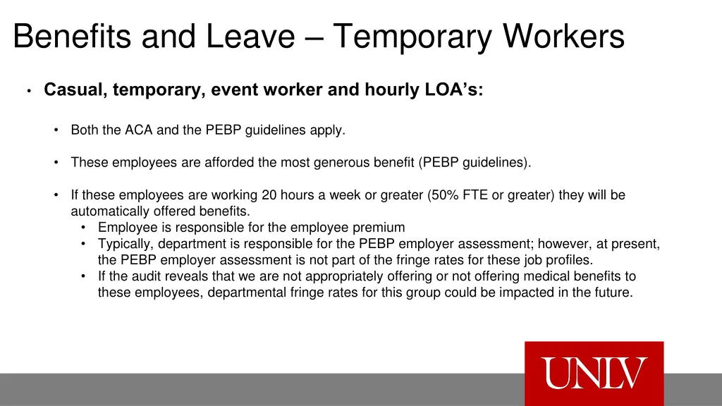 benefits and leave temporary workers