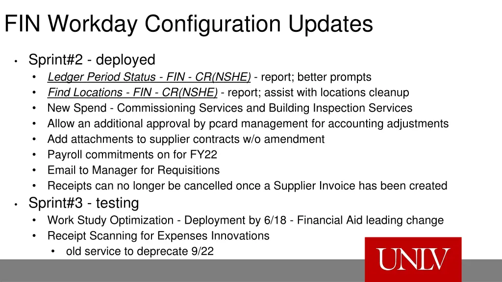 fin workday configuration updates
