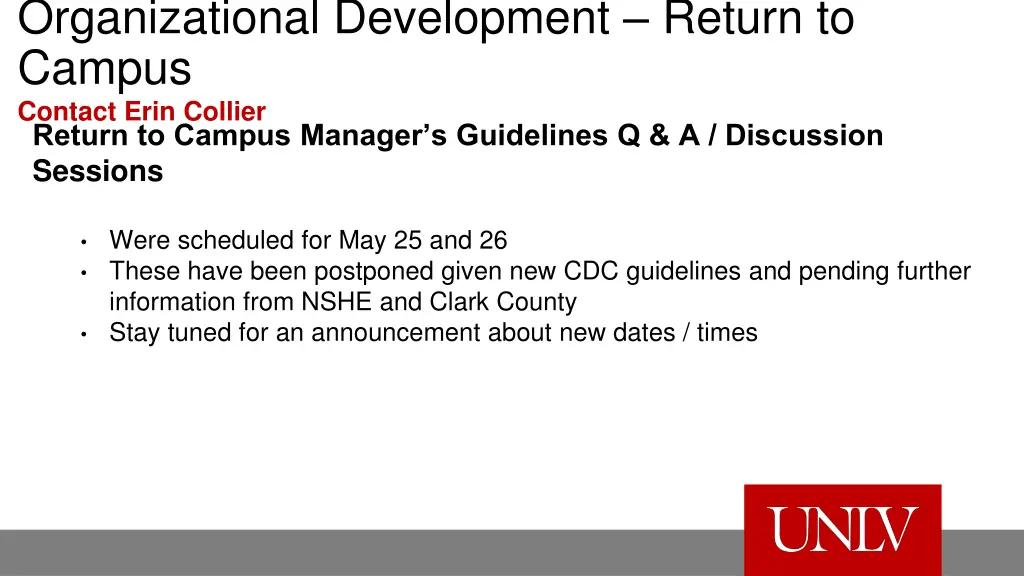 organizational development return to campus