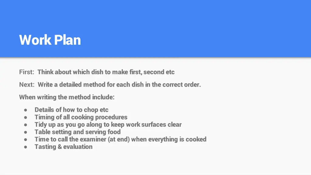 work plan