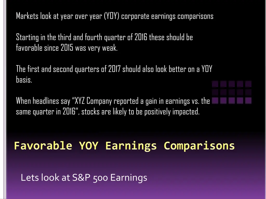 markets look at year over year yoy corporate