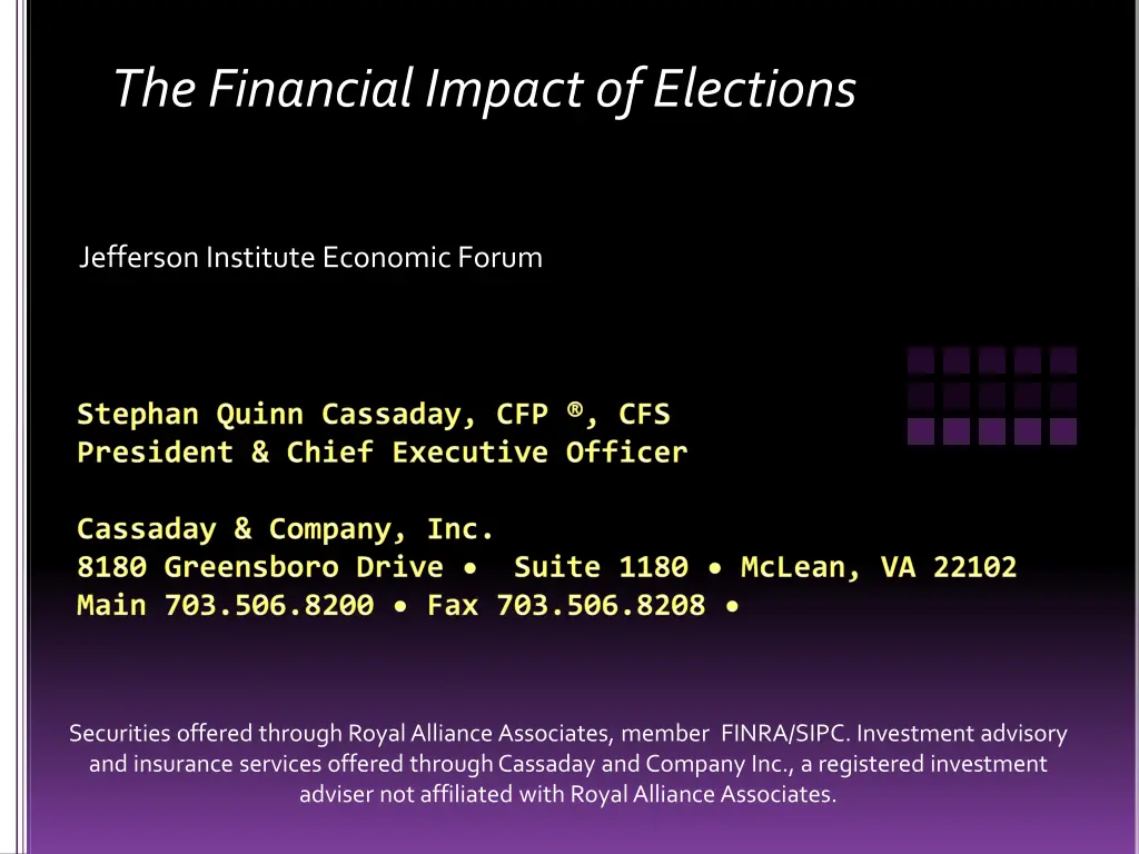 the financial impact of elections 1