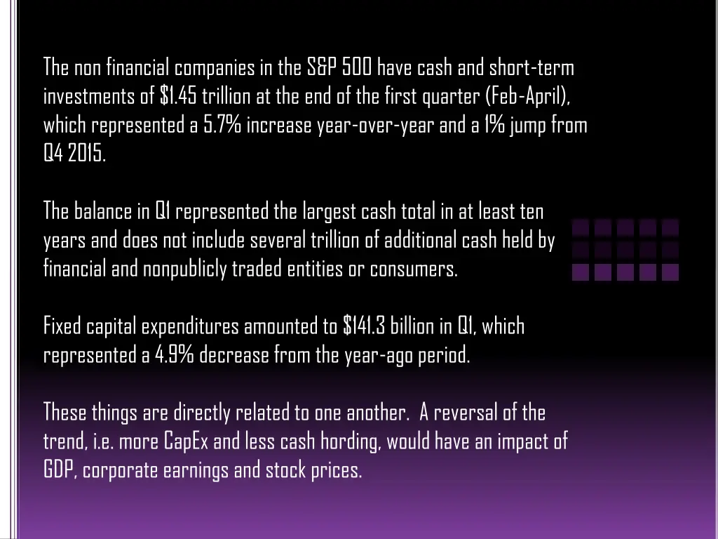 the non financial companies in the s p 500 have