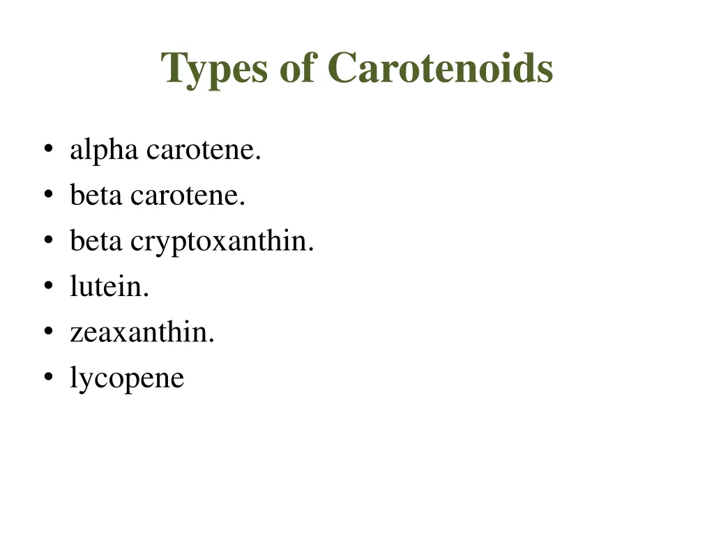 types of carotenoids