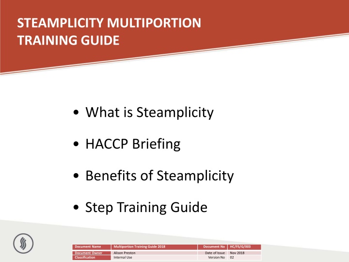 steamplicity multiportion training guide
