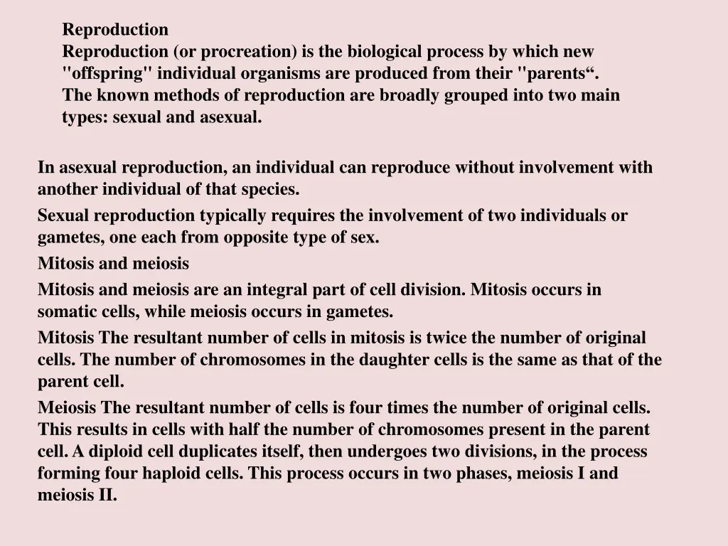 reproduction reproduction or procreation