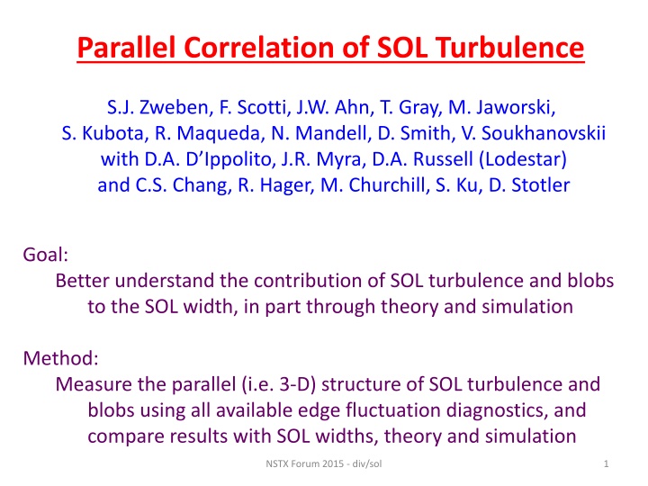parallel correlation of sol turbulence