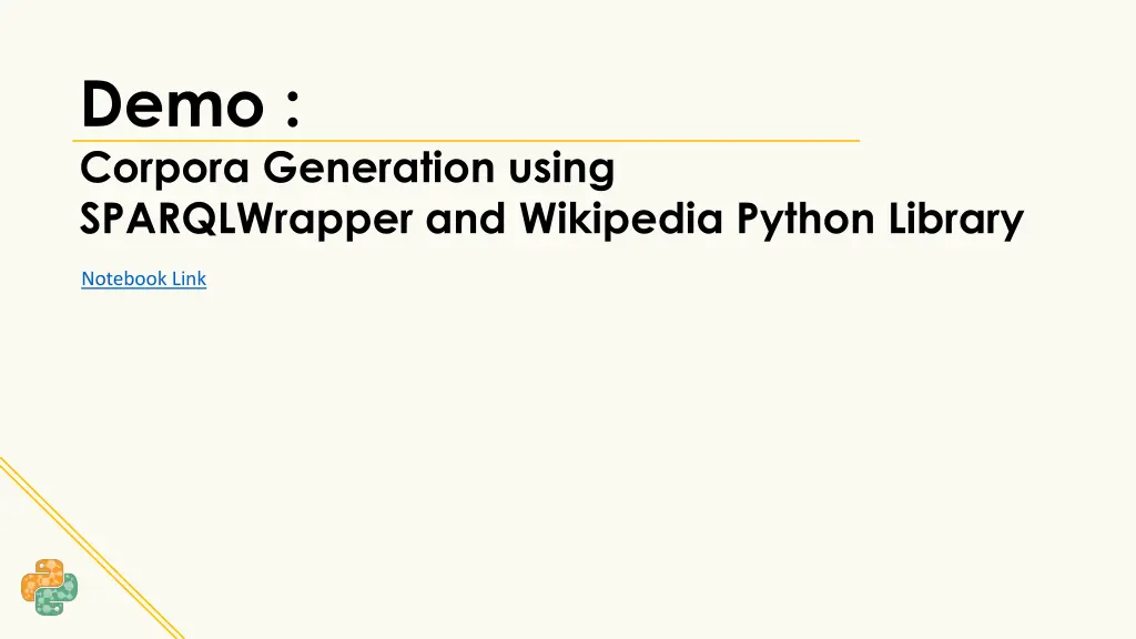 demo corpora generation using sparqlwrapper