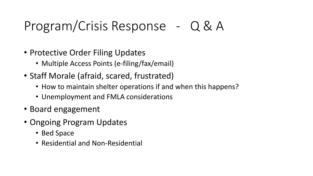 program crisis response q a