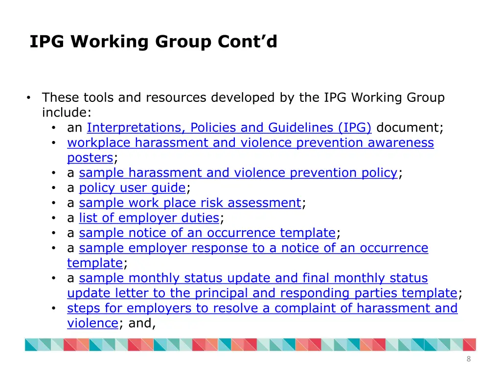 ipg working group cont d