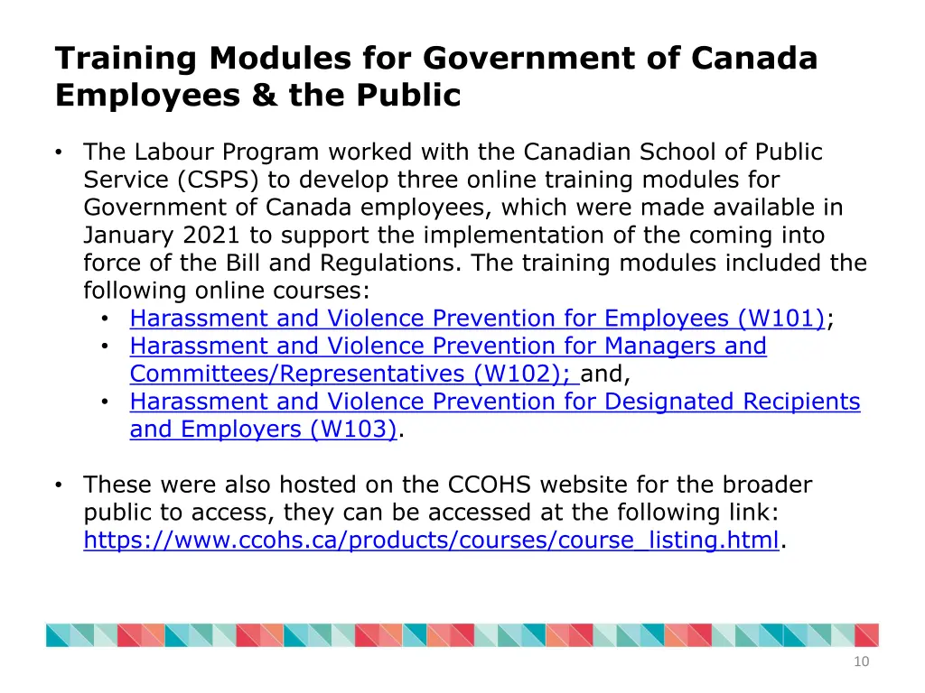 training modules for government of canada
