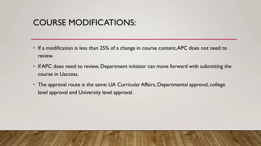 course modifications