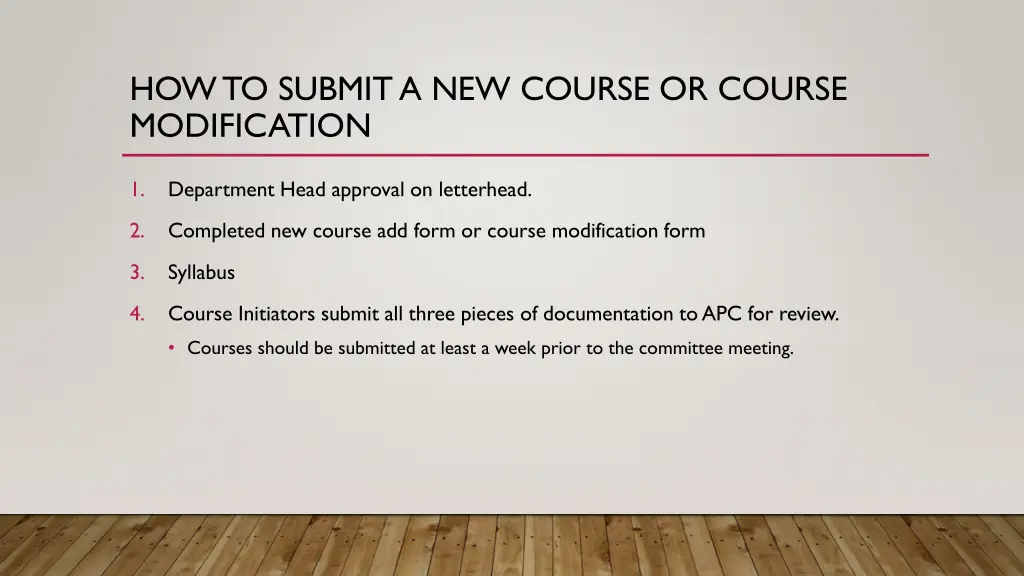 how to submit a new course or course modification