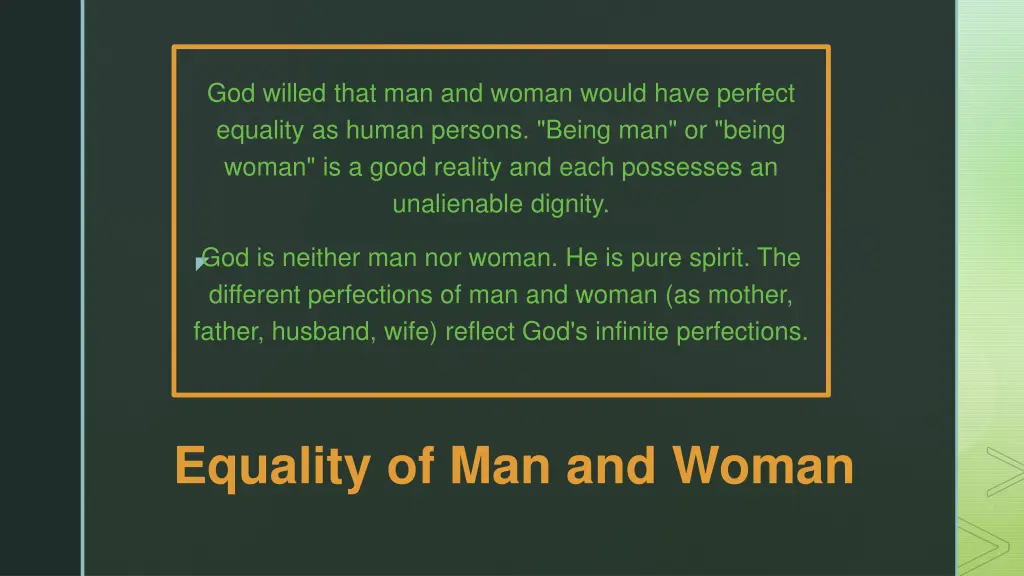god willed that man and woman would have perfect