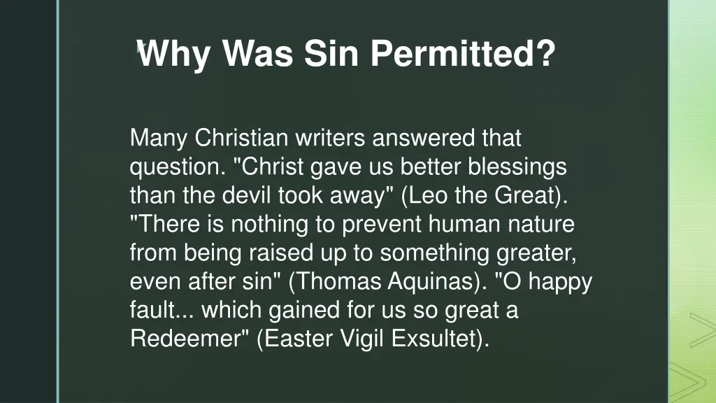 why was sin permitted