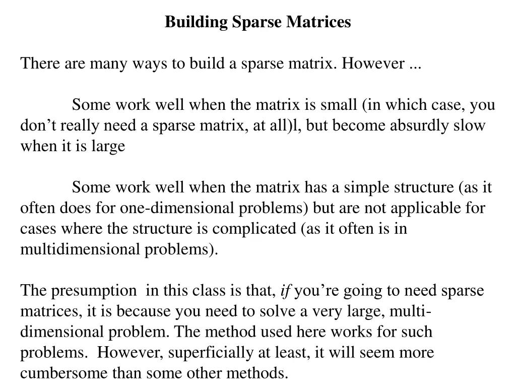 building sparse matrices