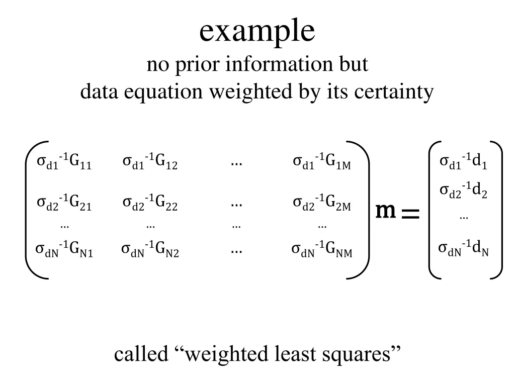 example no prior information but data equation