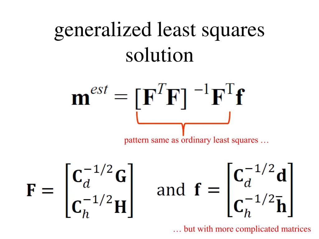 generalized least squares solution
