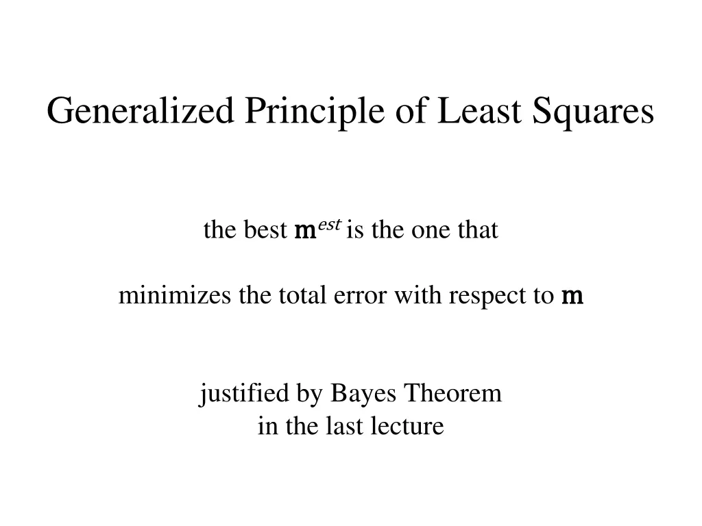 generalized principle of least squares