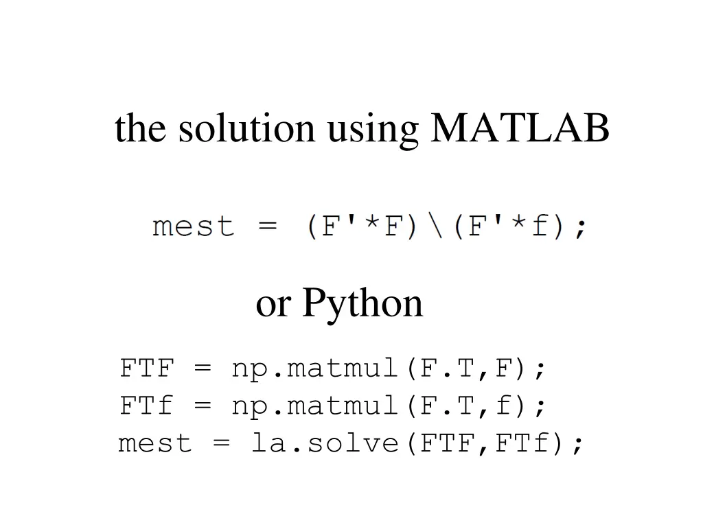 the solution using matlab