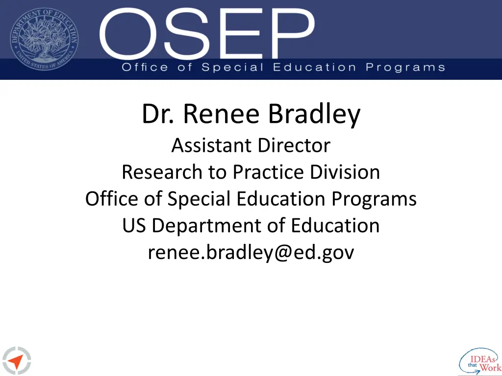 dr renee bradley assistant director research