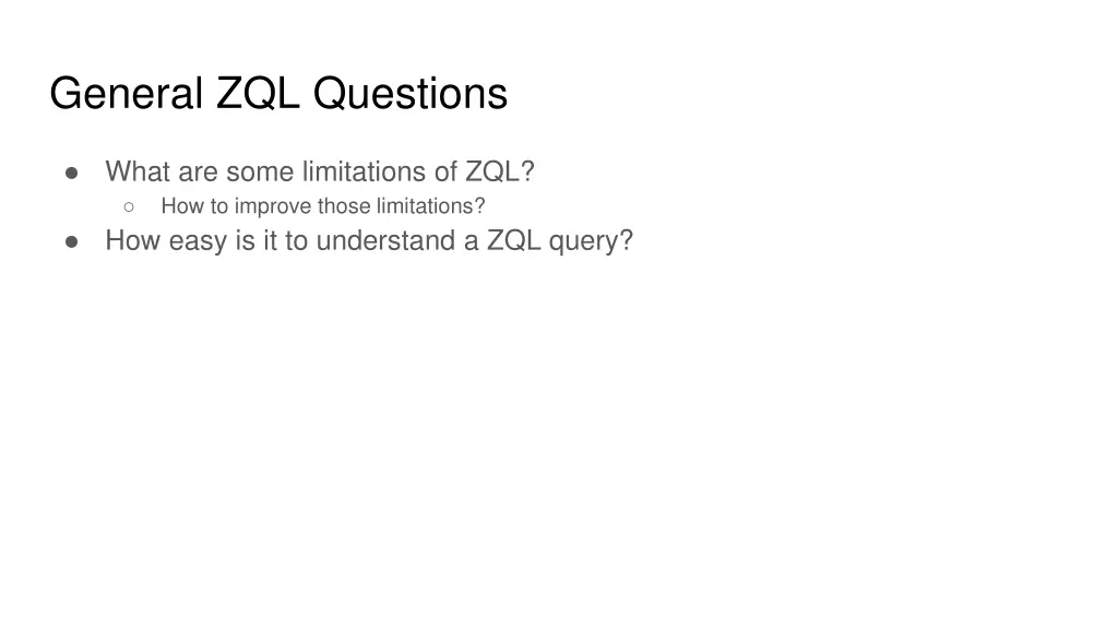 general zql questions