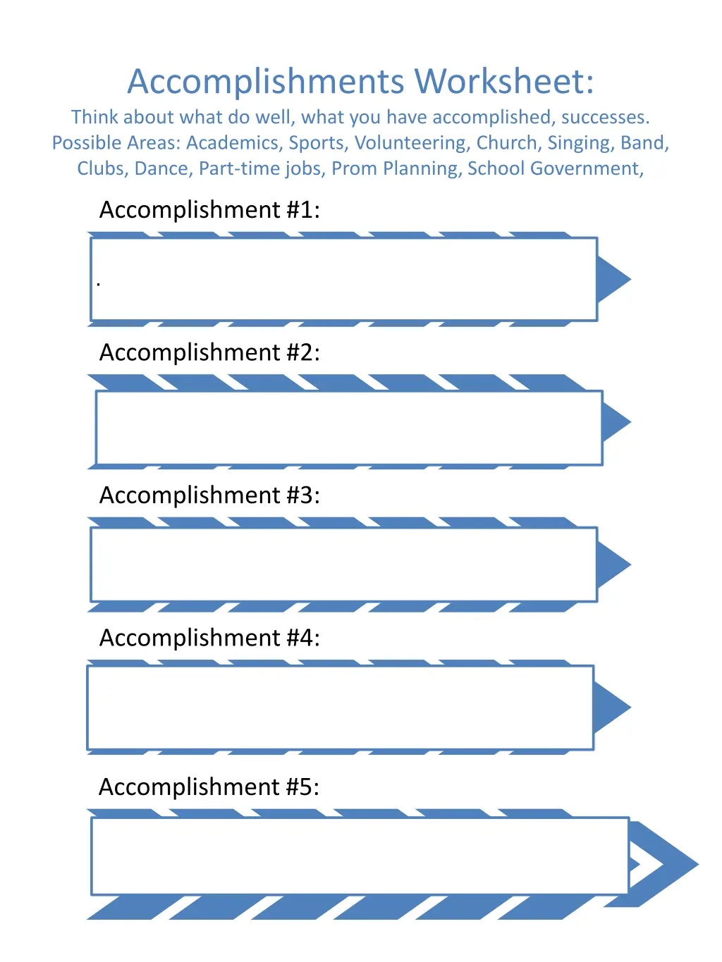accomplishments worksheet think about what