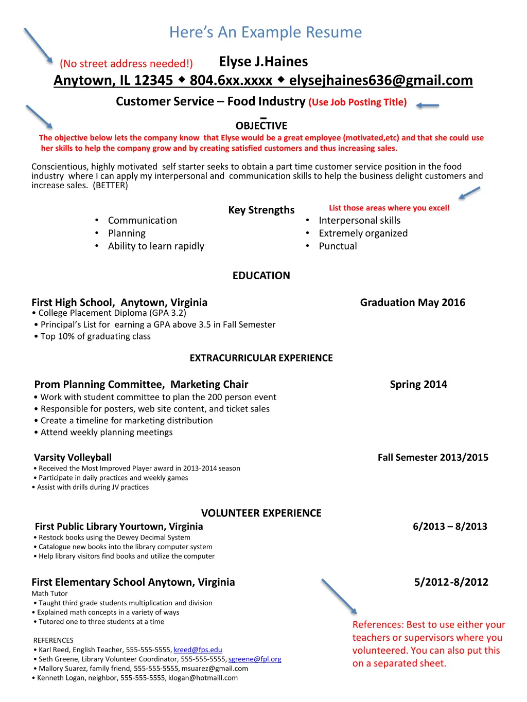 here s an example resume